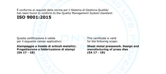 Certificazione UNI EN ISO 9001:2015